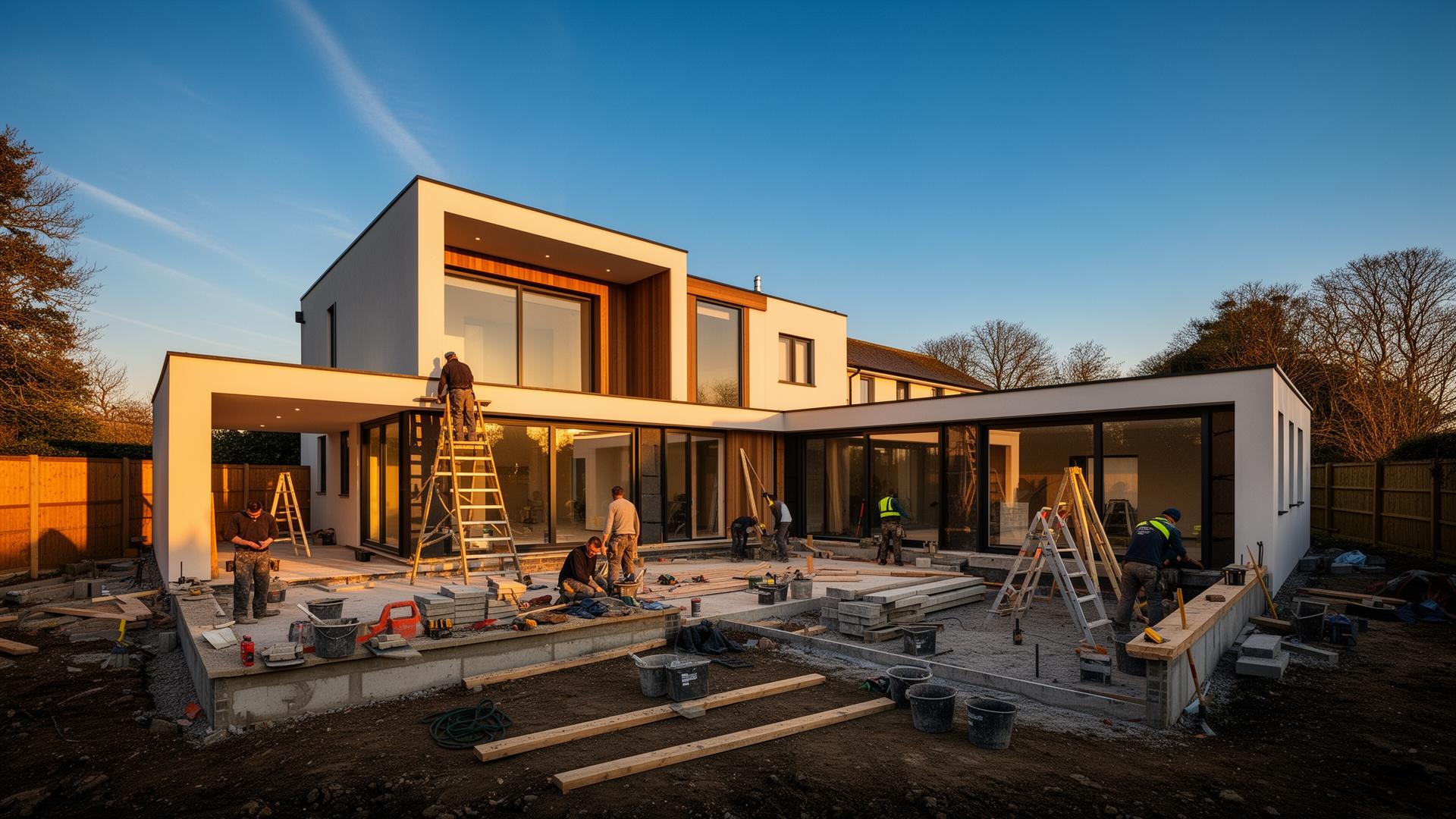 Kent construction site at golden hour